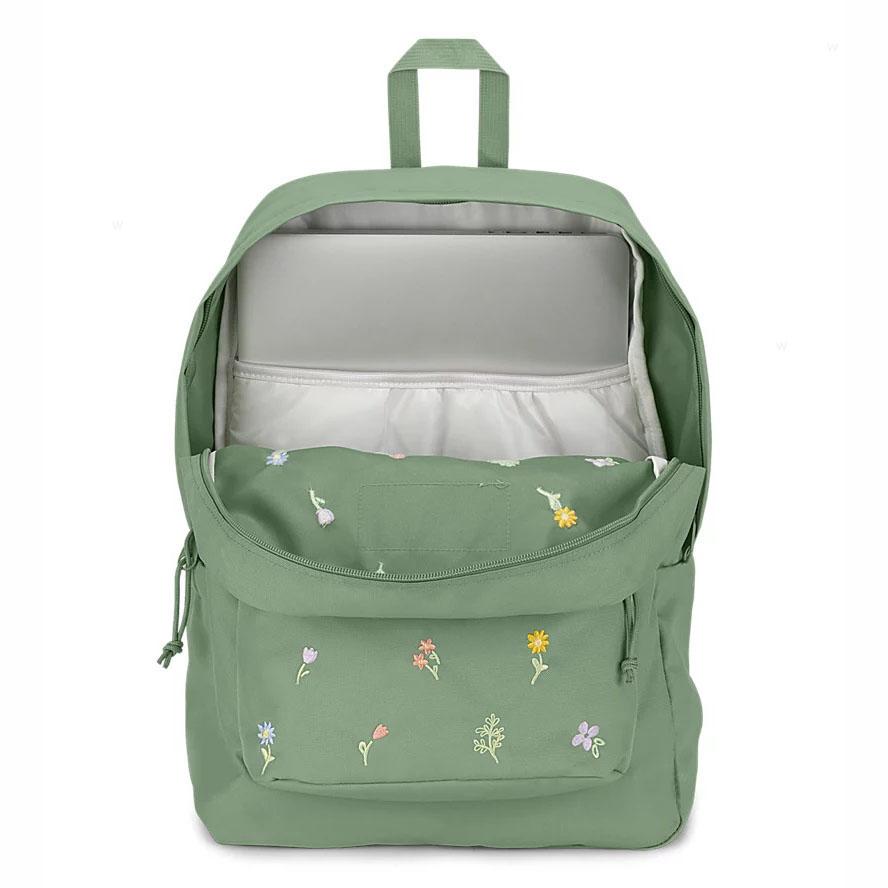 Mochila Para Laptop JanSport EMBROIDERED BLOSSOM BUNDLE Verde | EC_JS456