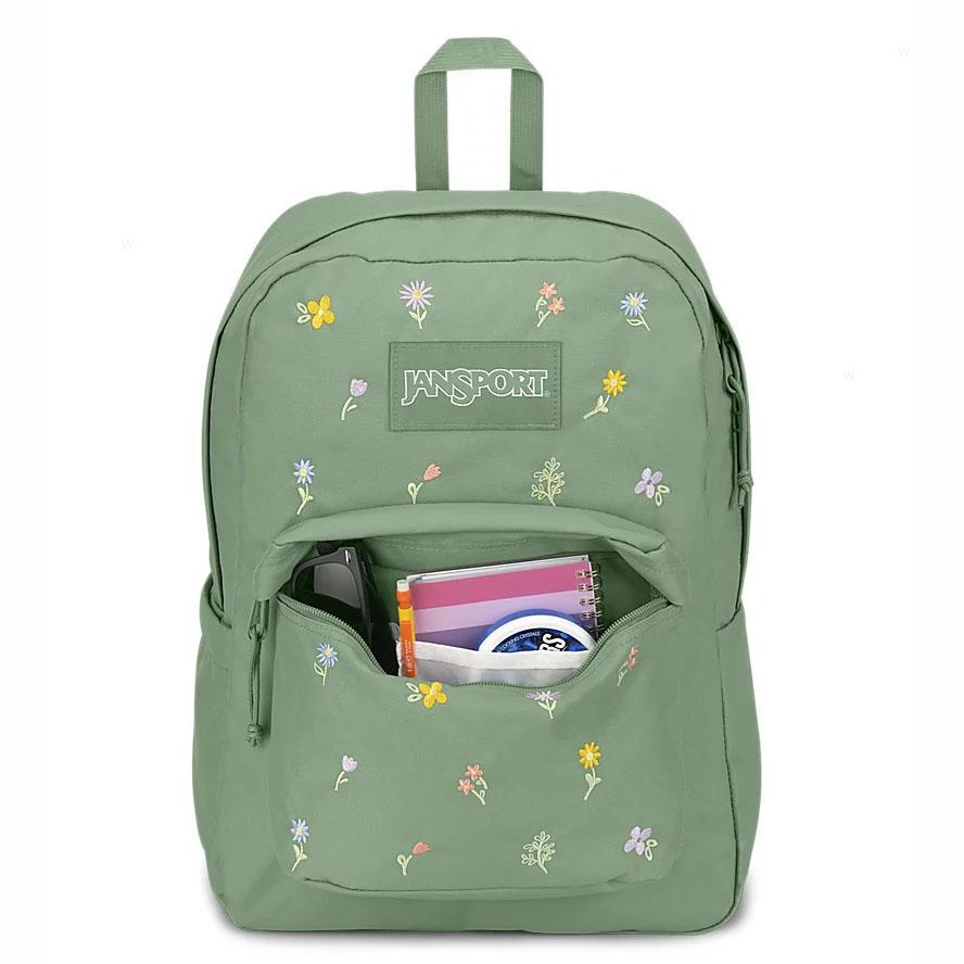 Mochila Para Laptop JanSport EMBROIDERED BLOSSOM BUNDLE Verde | EC_JS456