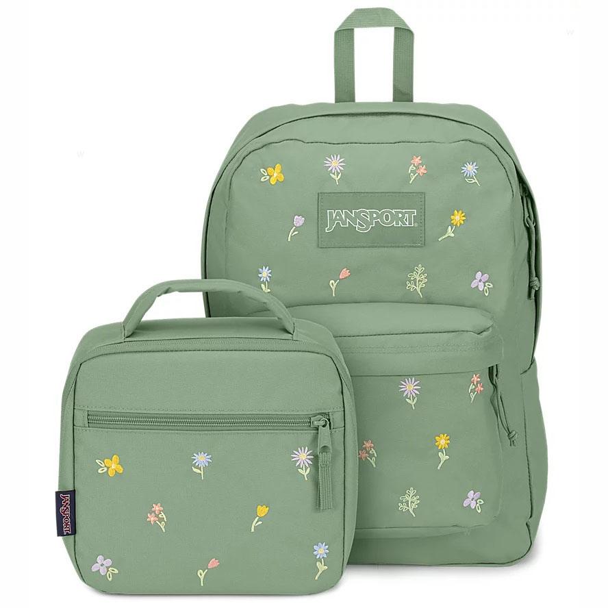 Mochila Para Laptop JanSport EMBROIDERED BLOSSOM BUNDLE Verde | EC_JS456