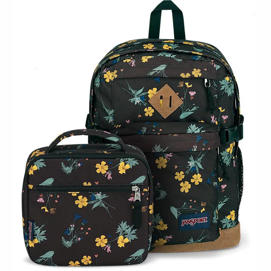 Mochilas Escolares JanSport DARK FLORA BUNDLE Marrones | EC_JS128